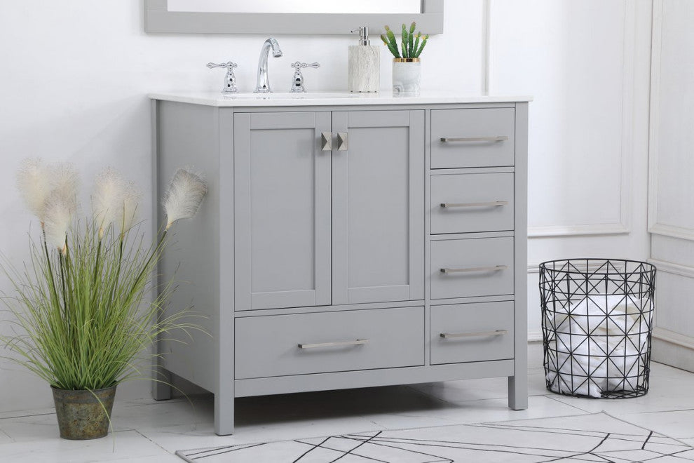 Elegant Irene 36" Single Bathroom Vanity VF18836GR - Gray