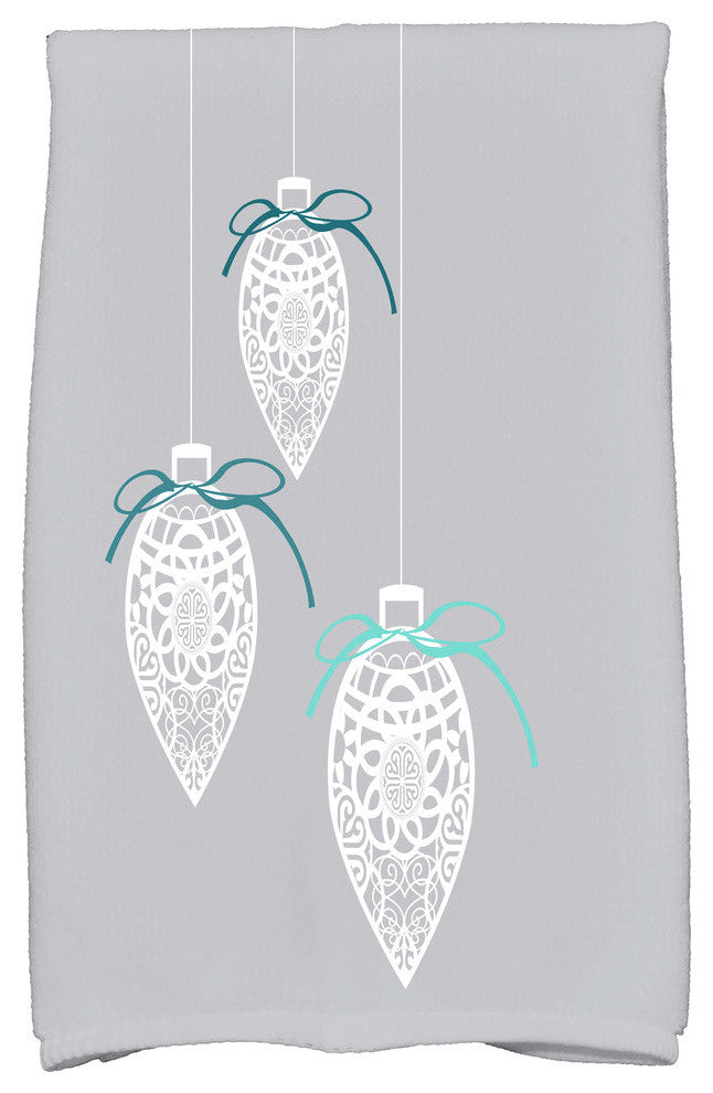 Filagree Ornaments Decorative Holiday Geometric Print Hand Towel, Gray
