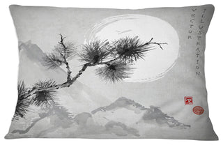 Pine Tree Branch Japanese Throw Pillow, 12"x20"