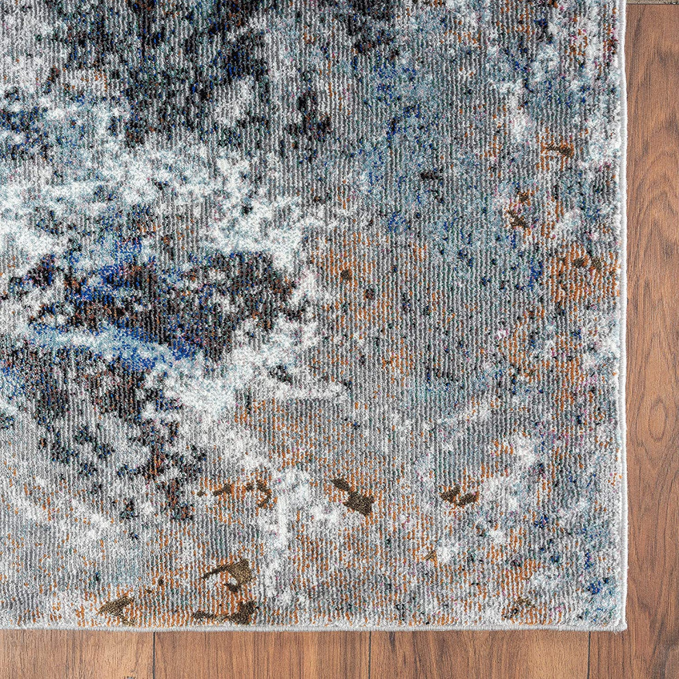 5" x 8" Gray Abstract Foliage Area Rug