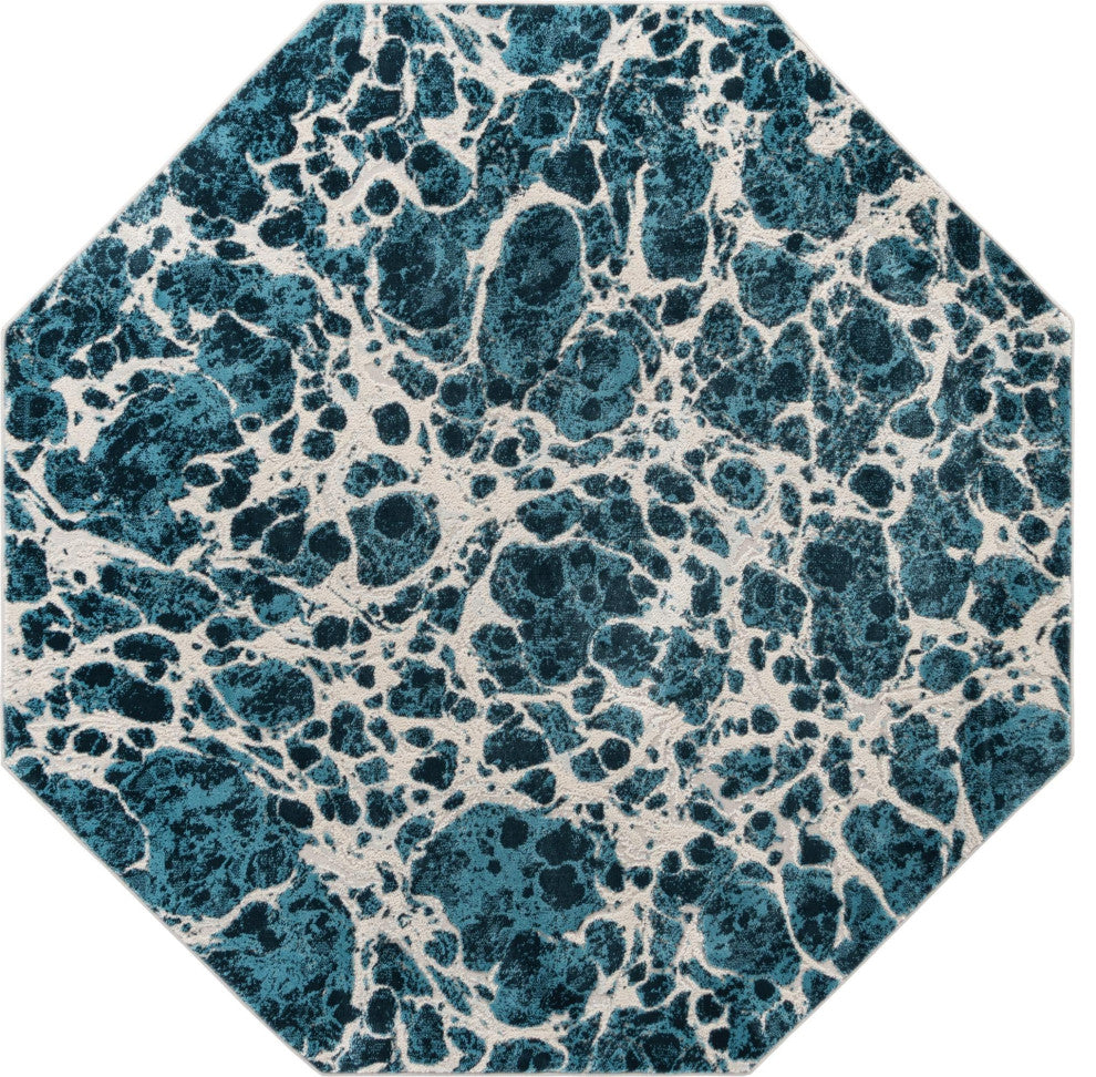 Unique Loom Oasis Breeze Area Rug, Blue, 6' 0 X 6' 0 Octagon