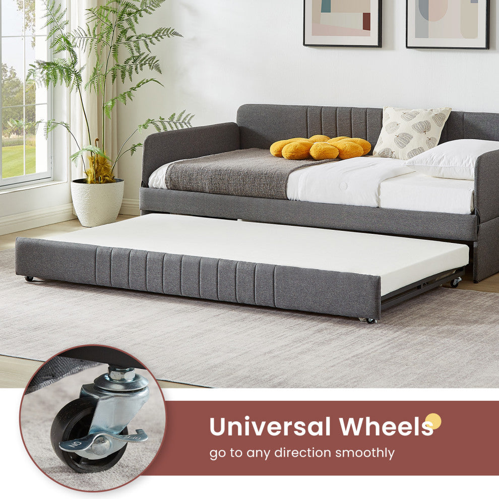 Gewnee sofa bed metal framed with trundle twin size