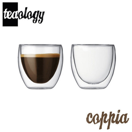 Teaology Coppia Double Wall Borosilicate Glass Tea/Coffee Cup - Set of 2 4oz Gl