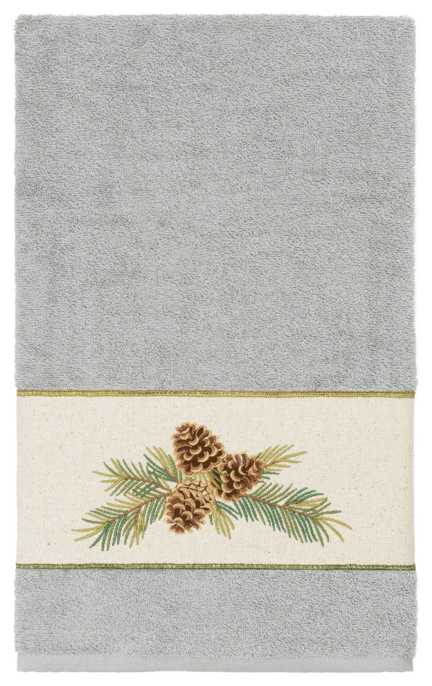 Linum Home Turkish Cotton Pierre 3-Piece Embellished Towel Set, Light Gray