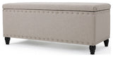 GDF Studio Evvy Fabric Storage Ottoman, Wheat