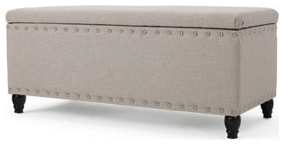GDF Studio Evvy Fabric Storage Ottoman, Wheat