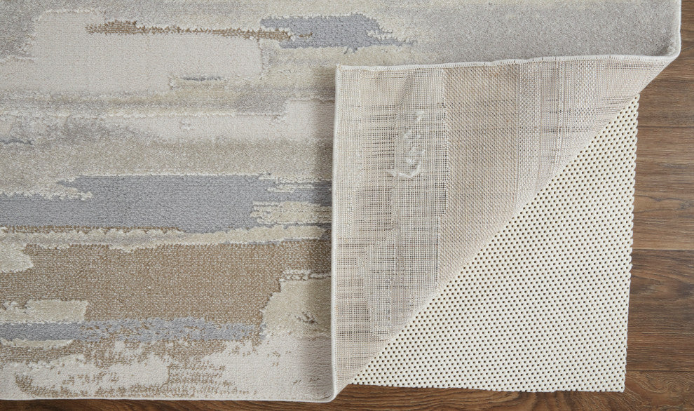 Weave & Wander Kayden Streak/Painterly Rug, Brown/Ivory, Rug, Ivory, 2'-10" X 7'