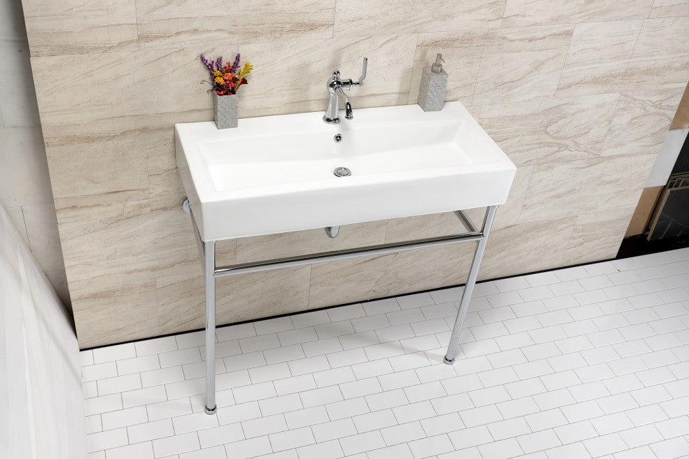 Fauceture VPB39171ST 39" Porcelain Console Sink, Legs, Single-Hole