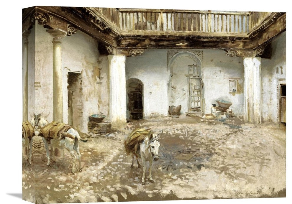 "Moorish Courtyard" Stretched Canvas Giclee by John Singer Sargent, 16"x12"