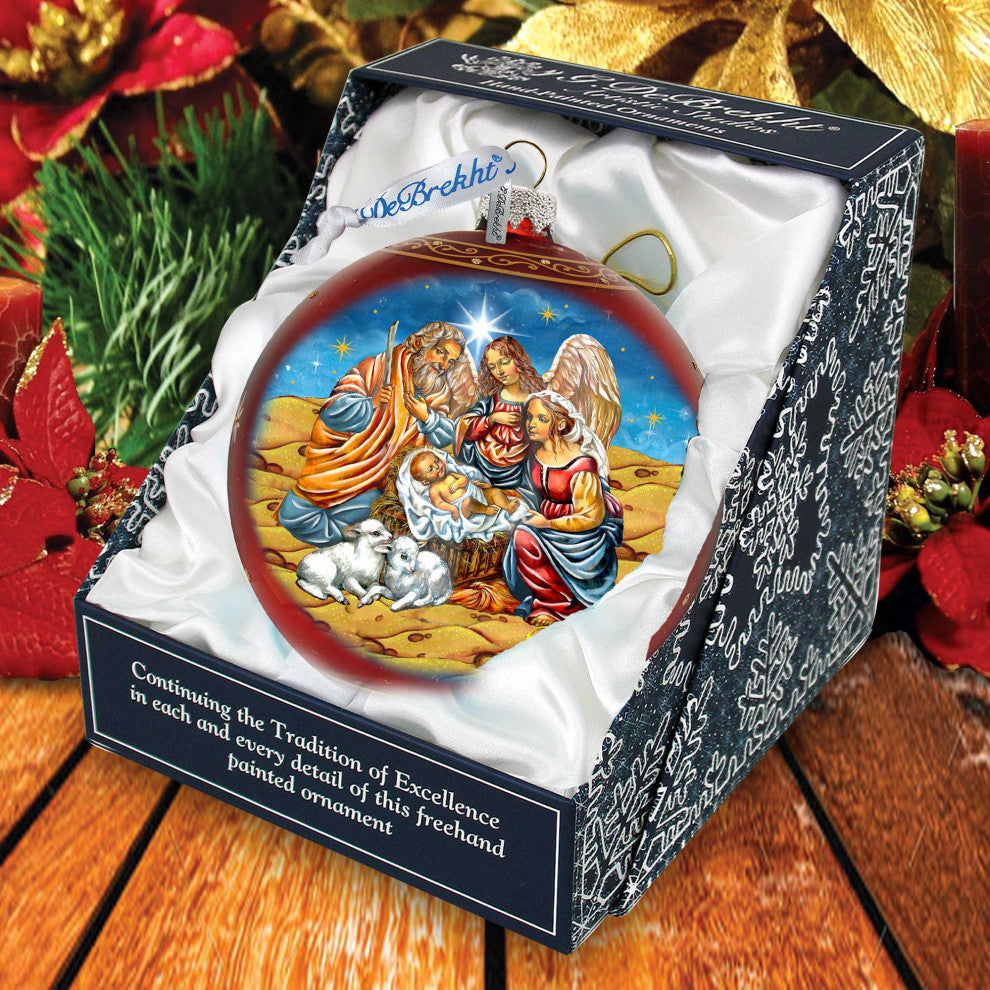 Regal Nativity Lg Glass Ornament, Red