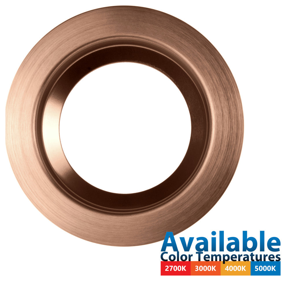 DCR4 LED Recessed Downlight Retrofit Light Fixture, Aged Copper, Smooth, 3000k