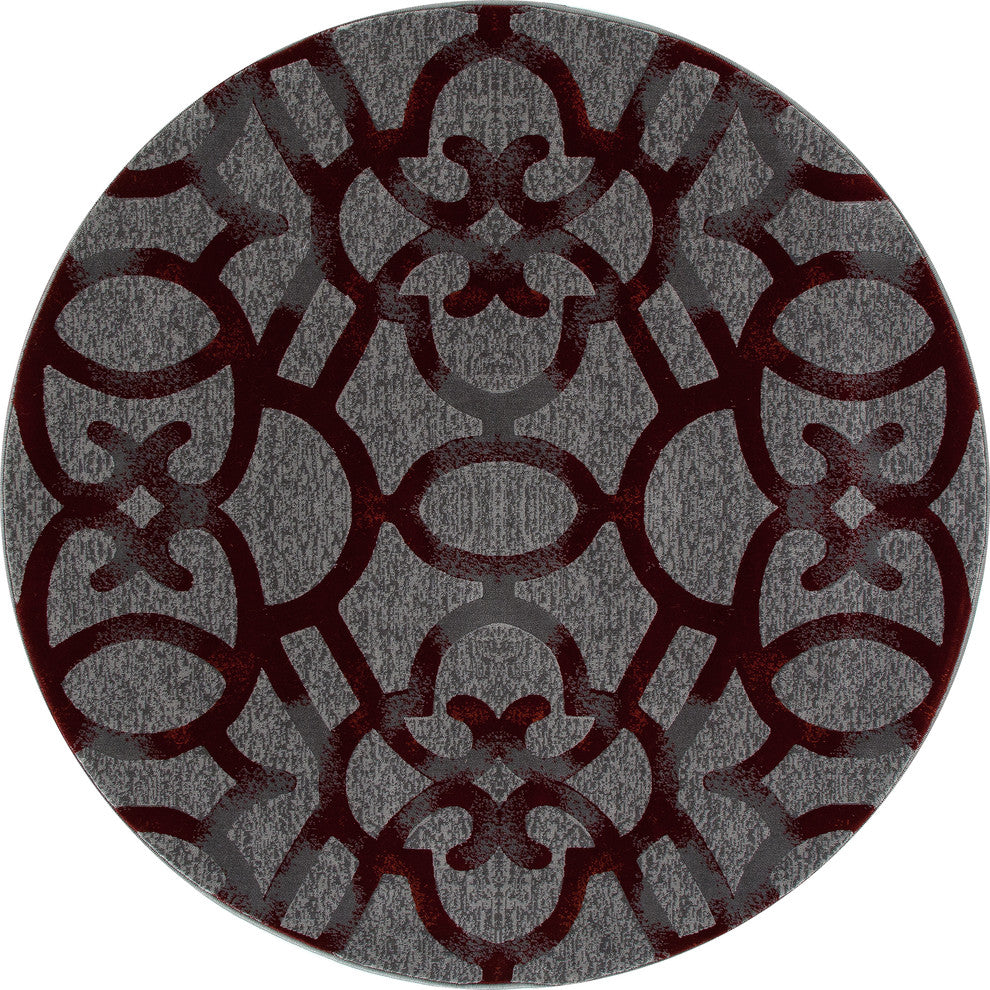 Bastille Trellis Area Rug, Red, 7'10" Round