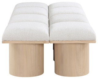 Pavilion Boucle Fabric Upholstered 8-Piece Modular Bench, Cream, Natural Finish