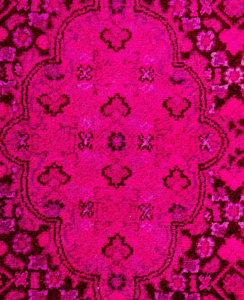 Overdyed One-of-a-Kind Hand-Knotted Area Rug Pink, 4' 7" x 7' 4"