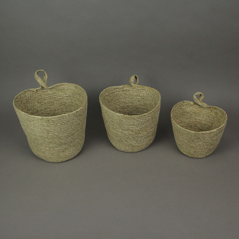 Set of 3 Woven Hanging Basket Decorative Organizer Pockets Home Storage Decor