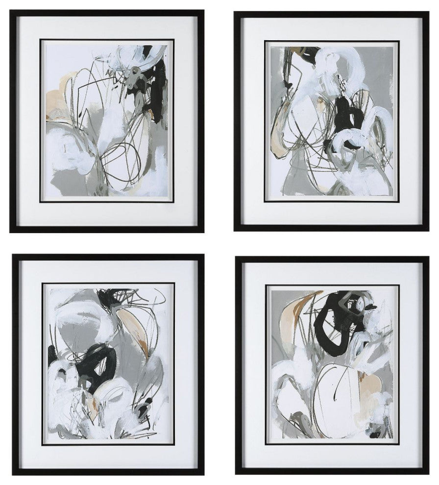 Uttermost Tangled Threads Abstract Framed Prints, Set of 4