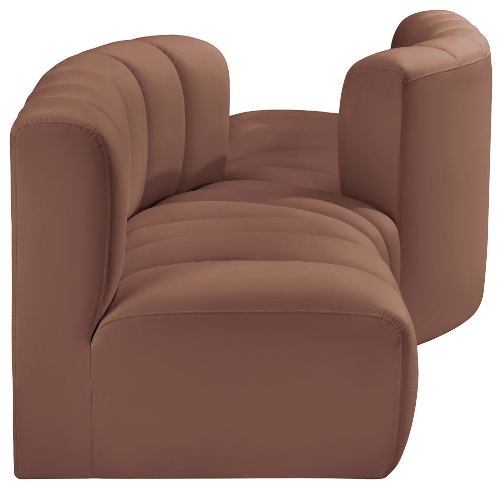 Arc Vegan Leather Upholstered 4-Pc. Facing Modular Sectional, Cognac