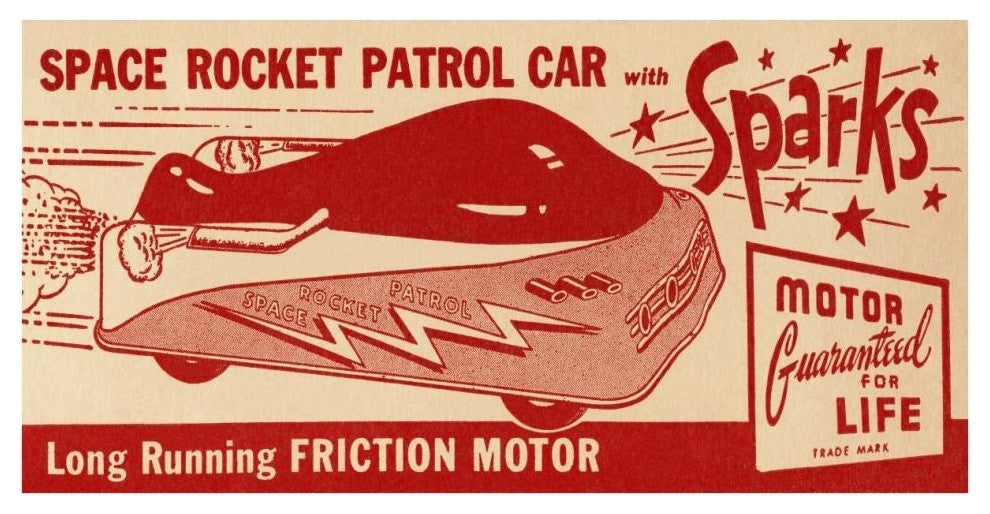 "Space Rocket Patrol Car" Digital Paper Print by Retrotrans, 38"x20"