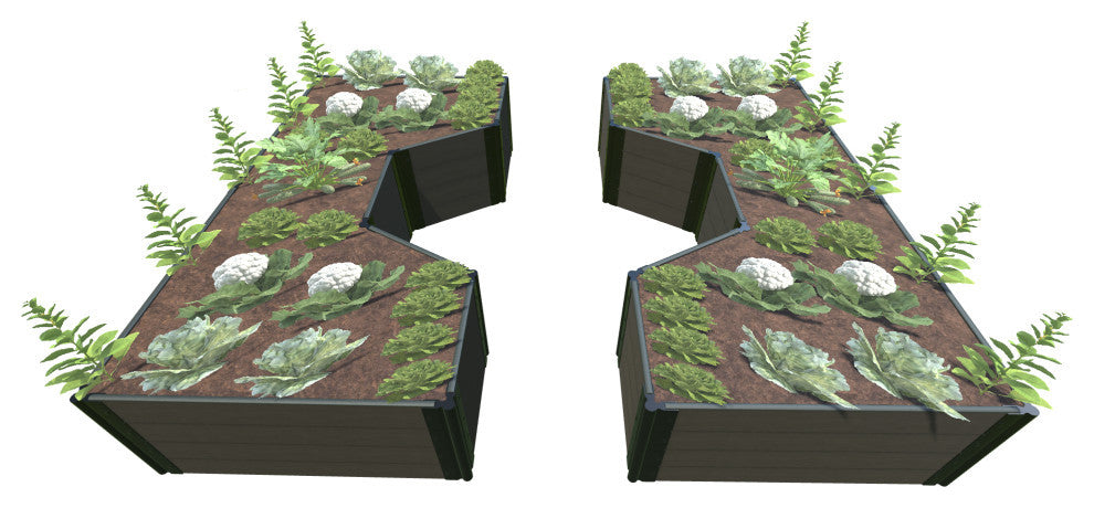 Weathered Wood Walk-Through Hexagon Center Path' 8'x10'x22" Raised Garden