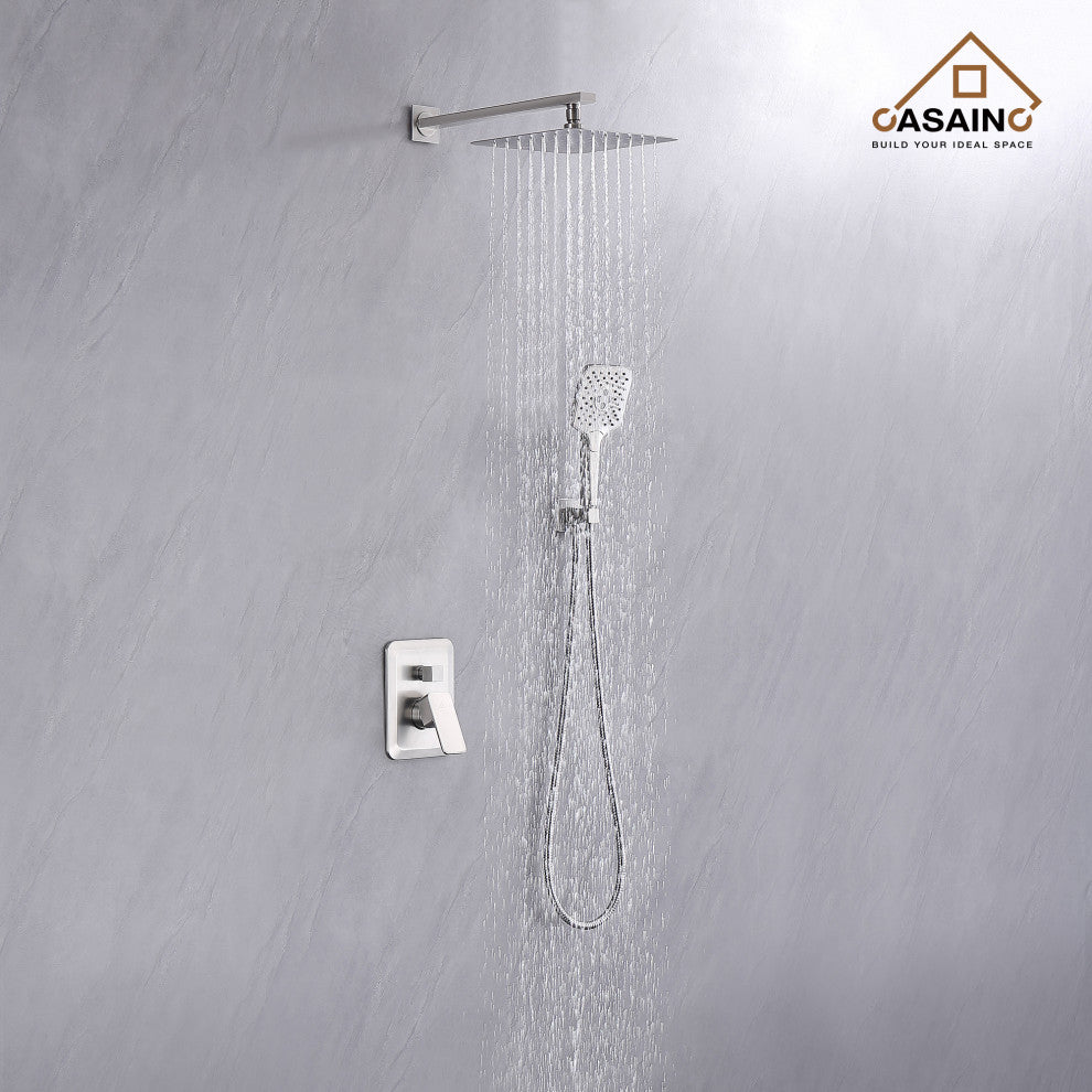Brushed Nickel Wall Mounted  Shower Faucet Waterfall Shower Bar System, Brushed Nickle