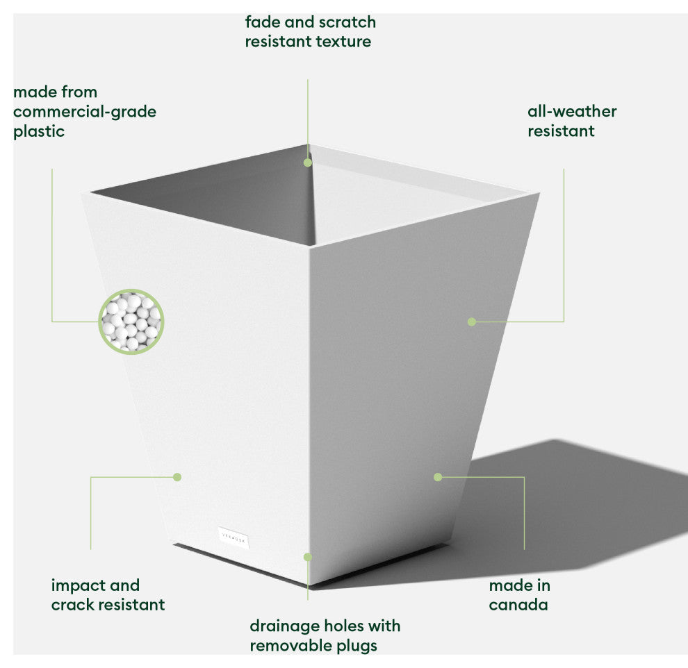 Nobleton Square Planter, White, 18 Inch, 1 Pack