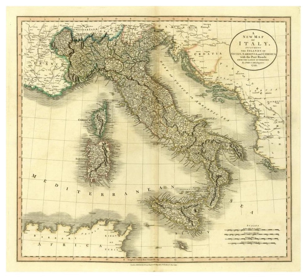 "Italy, 1799" Digital Paper Print by John Cary, 46"x42"