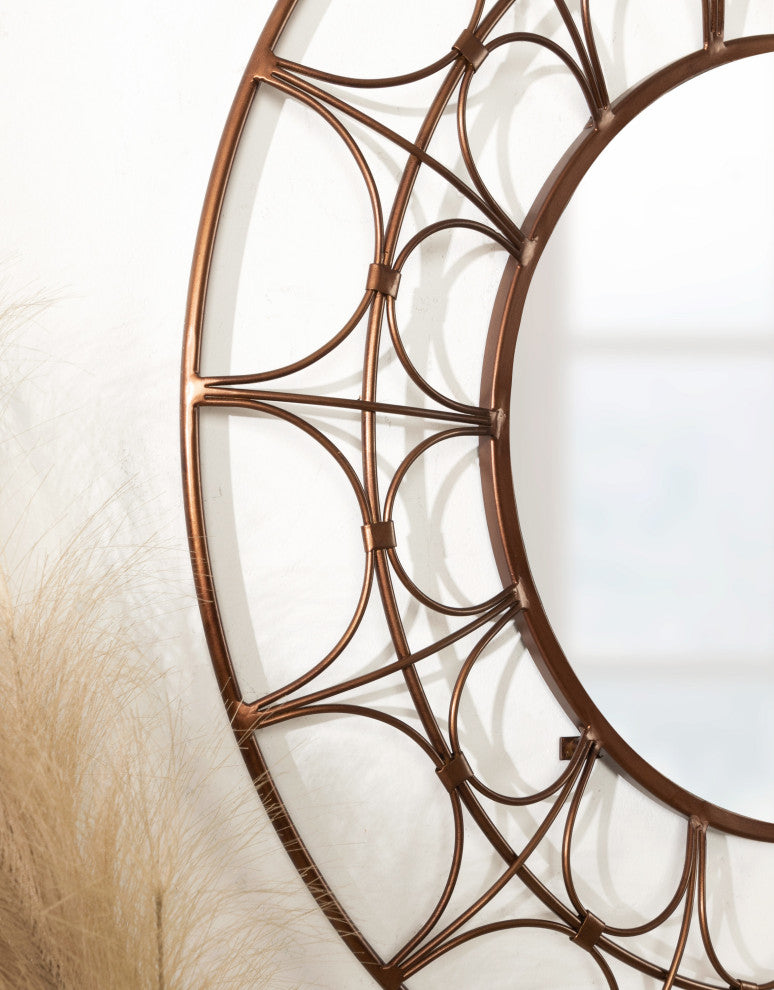 Avoca Decorative Round Mirror, Bronze, 28" Diameter