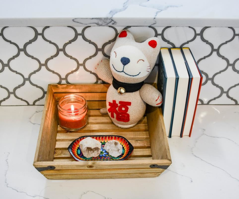 Natural Wood Crate With Metal Corner Design