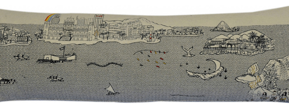 46" White Hawaii Daylight Skyline Lumbar Decorative Pillow