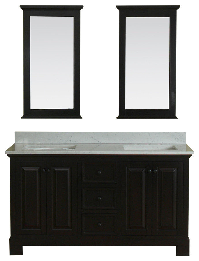 Richmond 60" Bathroom Vanity With Carrera Marble Top and Mirror