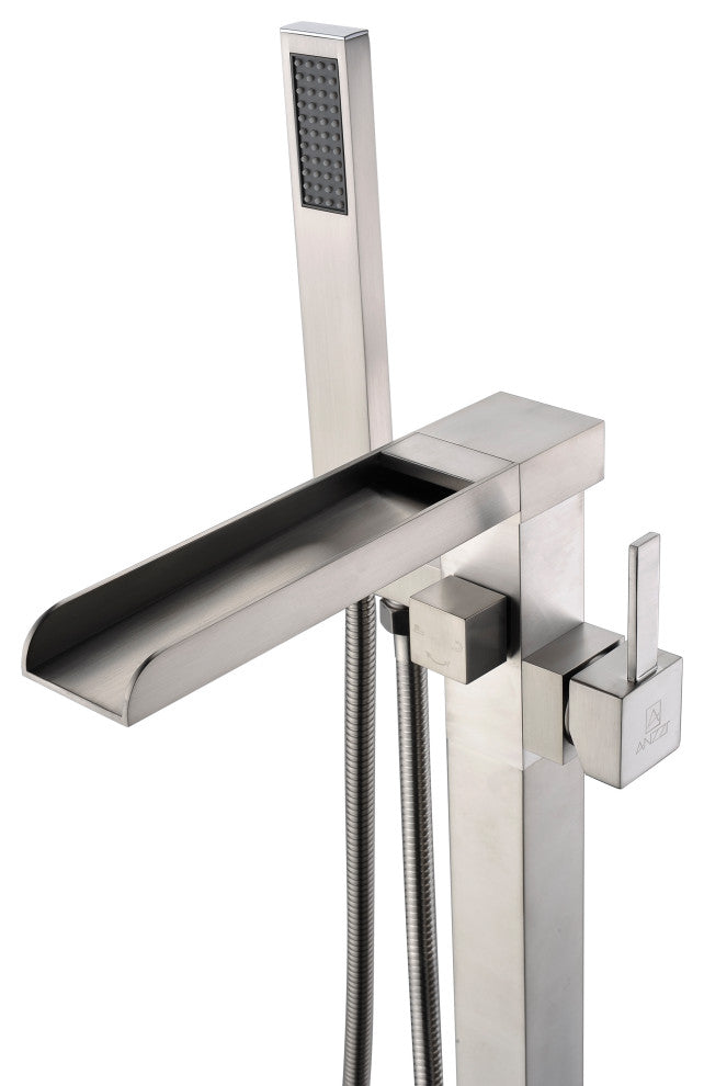 ANZZI Union 2-Handle Claw Foot Tub Faucet With Hand Shower, Brushed Nickel