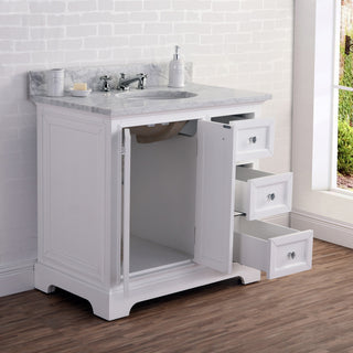36" Wide Pure White Single Sink Bathroom Vanity, Faucet Included