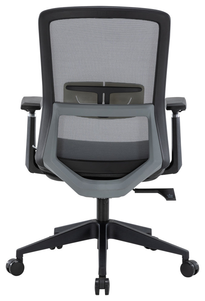 LeisureMod Ingram Modern Mesh Office Task Chair With Adjustable Armrests, Grey/Grey