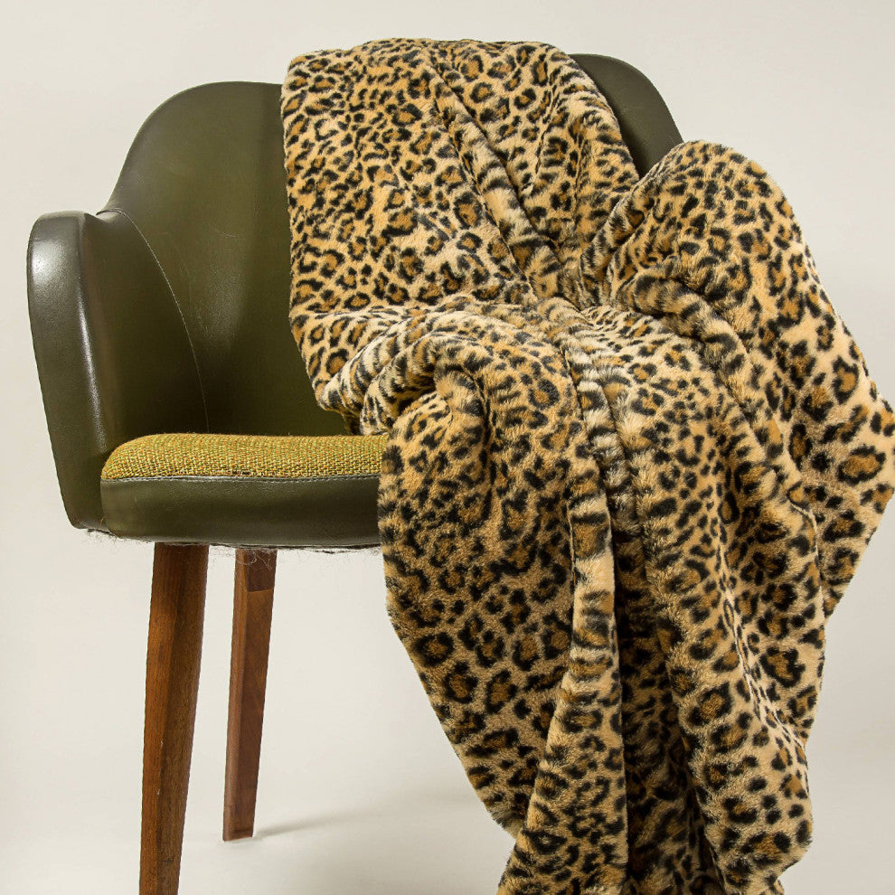 HomeRoots 50" x 60" Burke Leopard Fur Throw