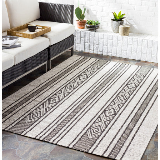 Surya Eagean EAG-2352 5'3" Round Rug, Black/White/Medium Gray