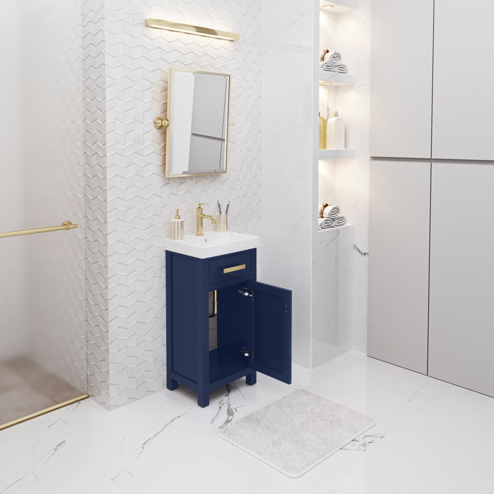 Mia 18 In. Integrated Ceramic Sink Top Vanity in Monarch Blue with Faucet
