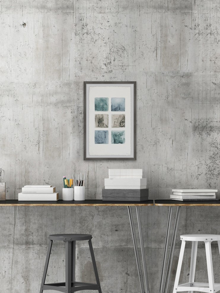 "Dark Shaded Squares" Framed Painting Print, 20"x30"