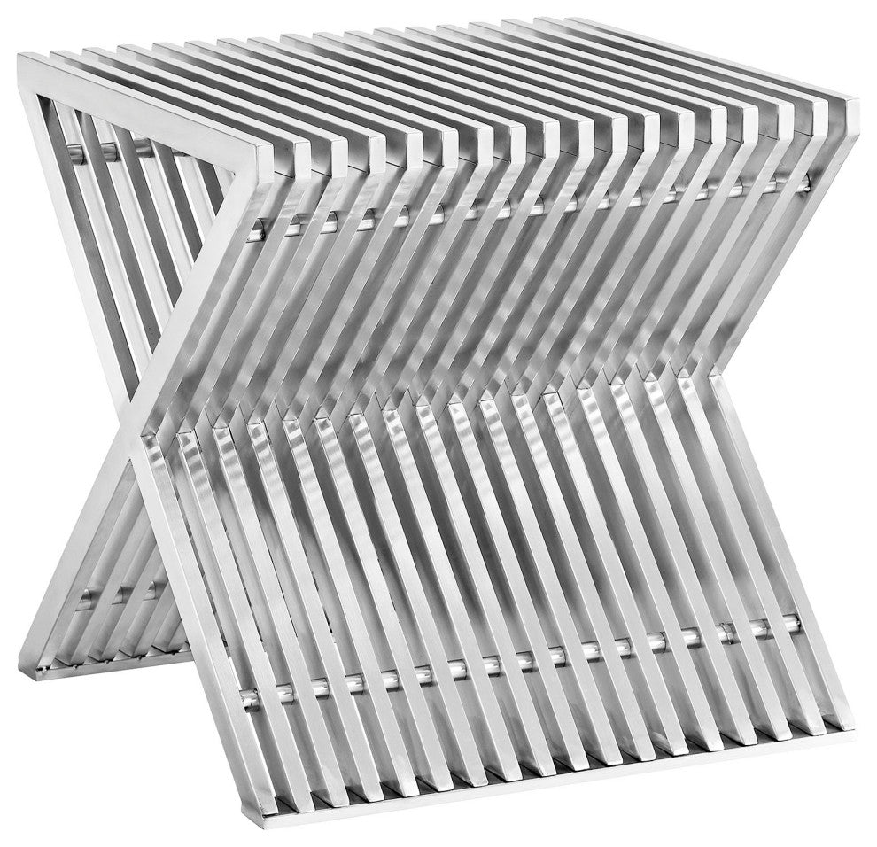 Modern Silver Press Stainless Steel Side Table