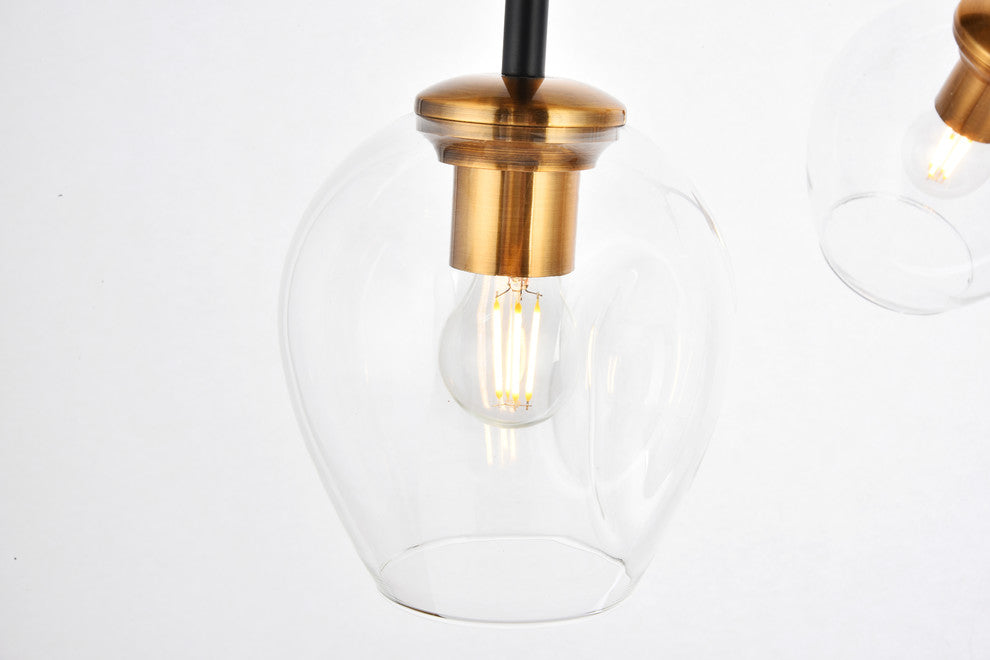 Light Antique Brass And Flat Black Finish 5-Light Pendant