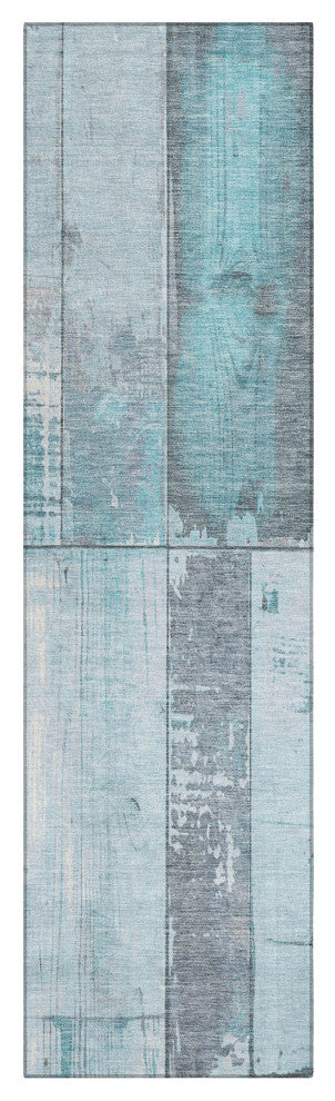 Machine Washable Indoor/Outdoor Chantille ACN1877 Teal 2'3" x 7'6" Runner Rug
