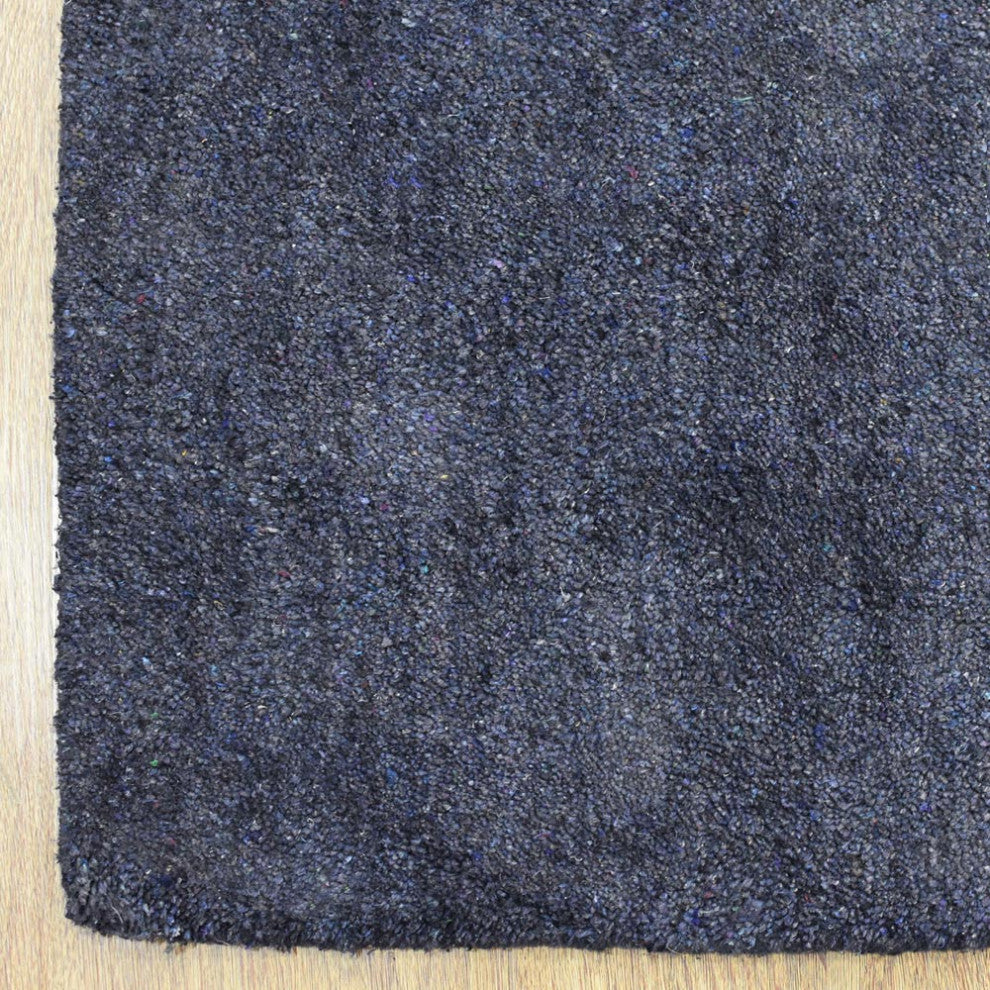 HAND KNOTTED LOOM SILK ECO-FRIENDLY RUG-6'x9',Rectangle,Charcoal White,Contempor