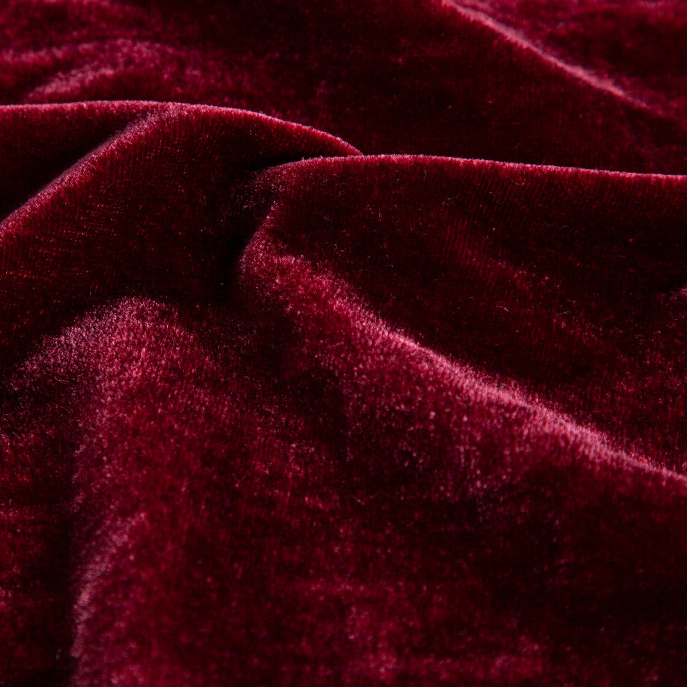 Stella Faux Silk Velvet Bedspread Set, 3PC, Garnet Red, King