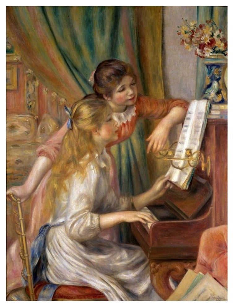 "Two Young Girls at the Piano" Paper Print by Pierre-Auguste Renoir, 32"x42"