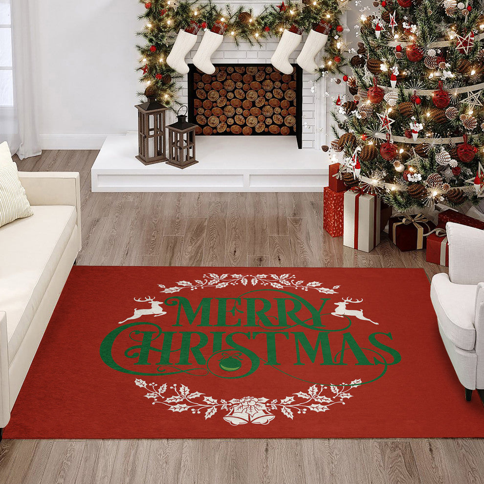 Indoor/Outdoor Wonderland WN6 Red Machine Washable 3' x 5' Rug