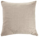 Ox Bay Hand-stitched Cream/Beige Solid Organic Cotton Pillow Cover, 18"x18"