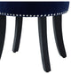 Ludovic Velvet Contemporary Nailhead Trim Rolled Back Vanity Stool, Navy