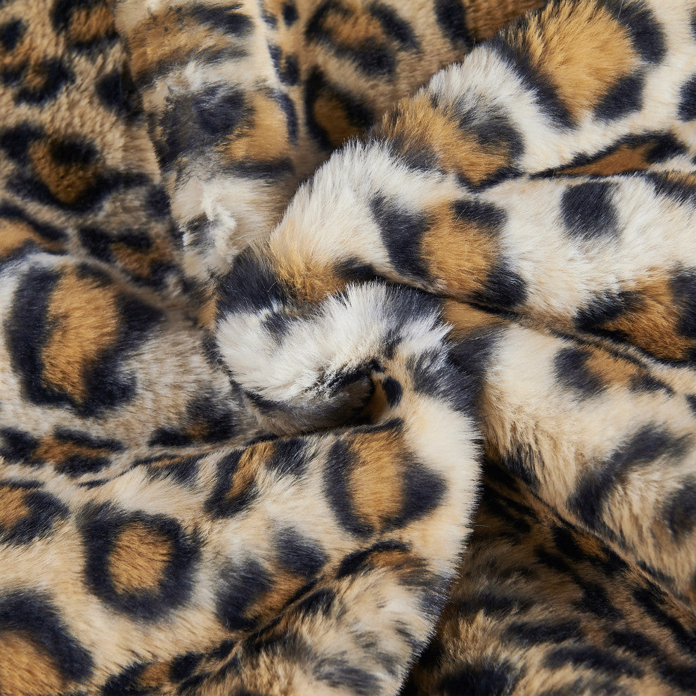 Home Soft Things Animal Pattern FauxFur Bedrest Shell, NO INSERT, Leopard, 28"x30" X17"