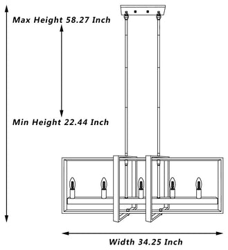 Vanity Art 5-Light Kitchen Island Linear Pendant