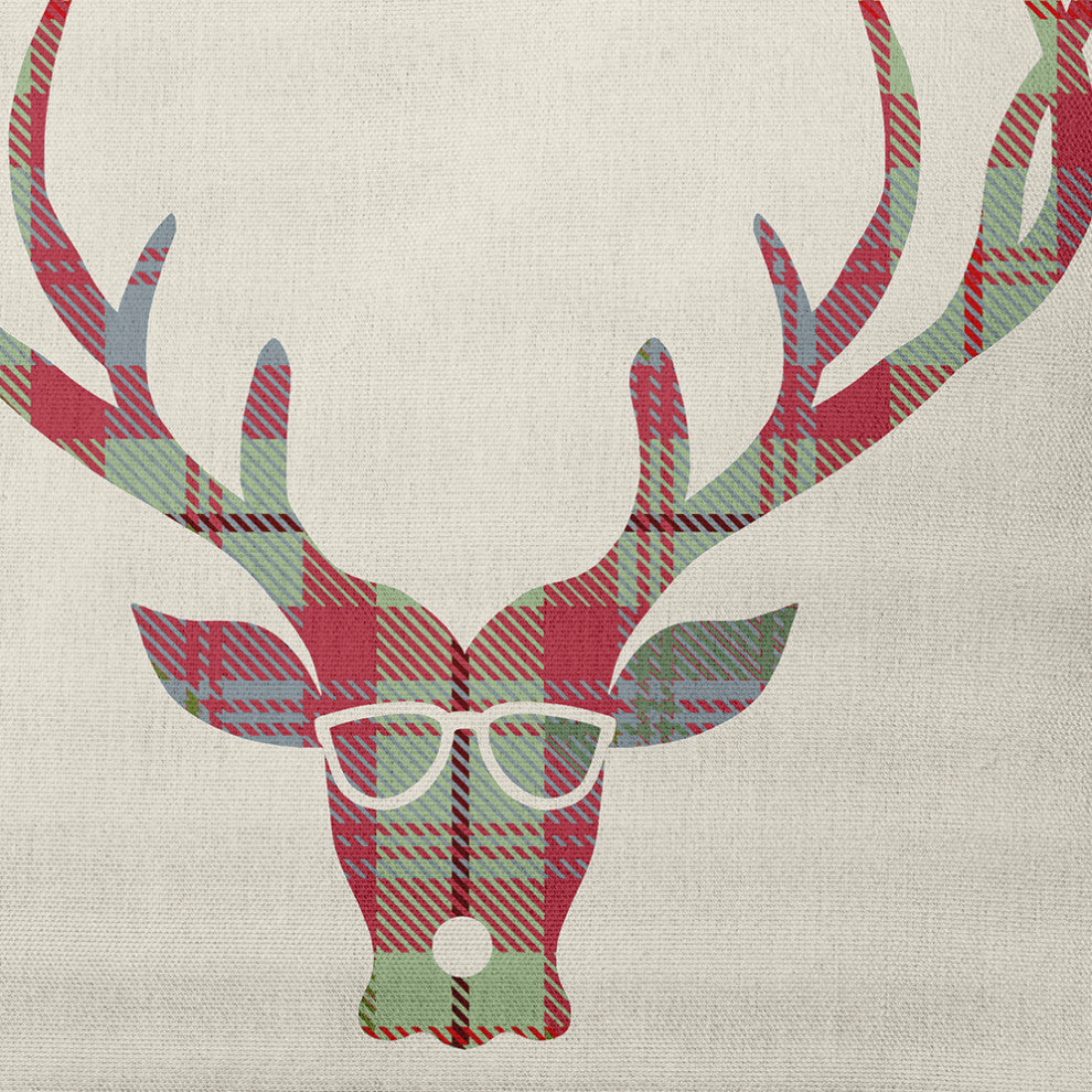 Cool Dude Holiday Reindeer Decorative Throw Pillow, Sage Green, 26"x26"