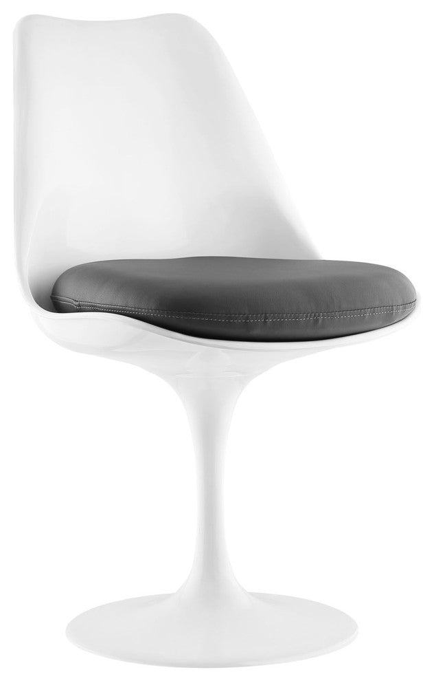 Modern Urban Contemporary Dining Vinyl Side Chair, Gray Plastic